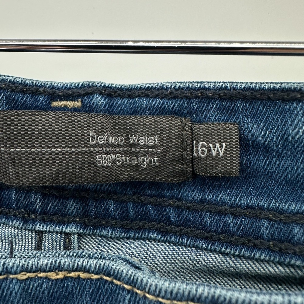 Levi's 580 Jeans Womens 16W Dark Blue Denim Defined Waist Straight Leg Whisker - Picture 8 of 15